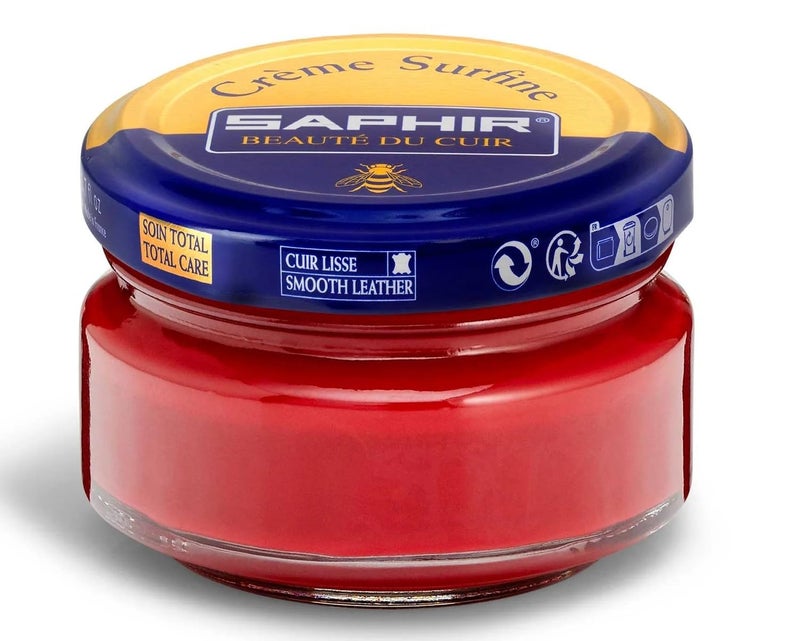 SAPHIR Creme Surfine Pommadier Shoe Polish - Beeswax Cream for Leather Products - Cherry Red - Image 1